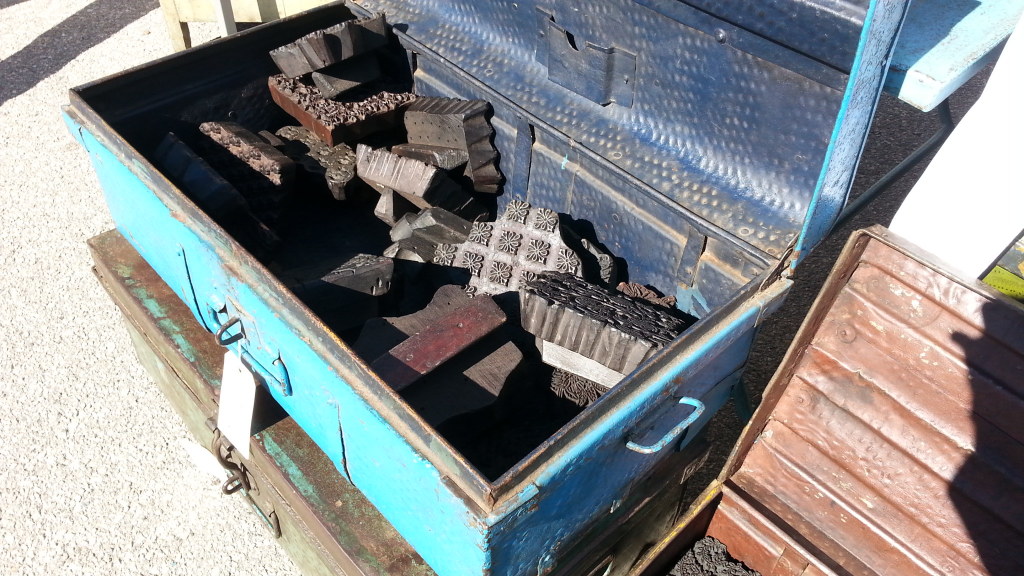 A trunk full of textile blocks