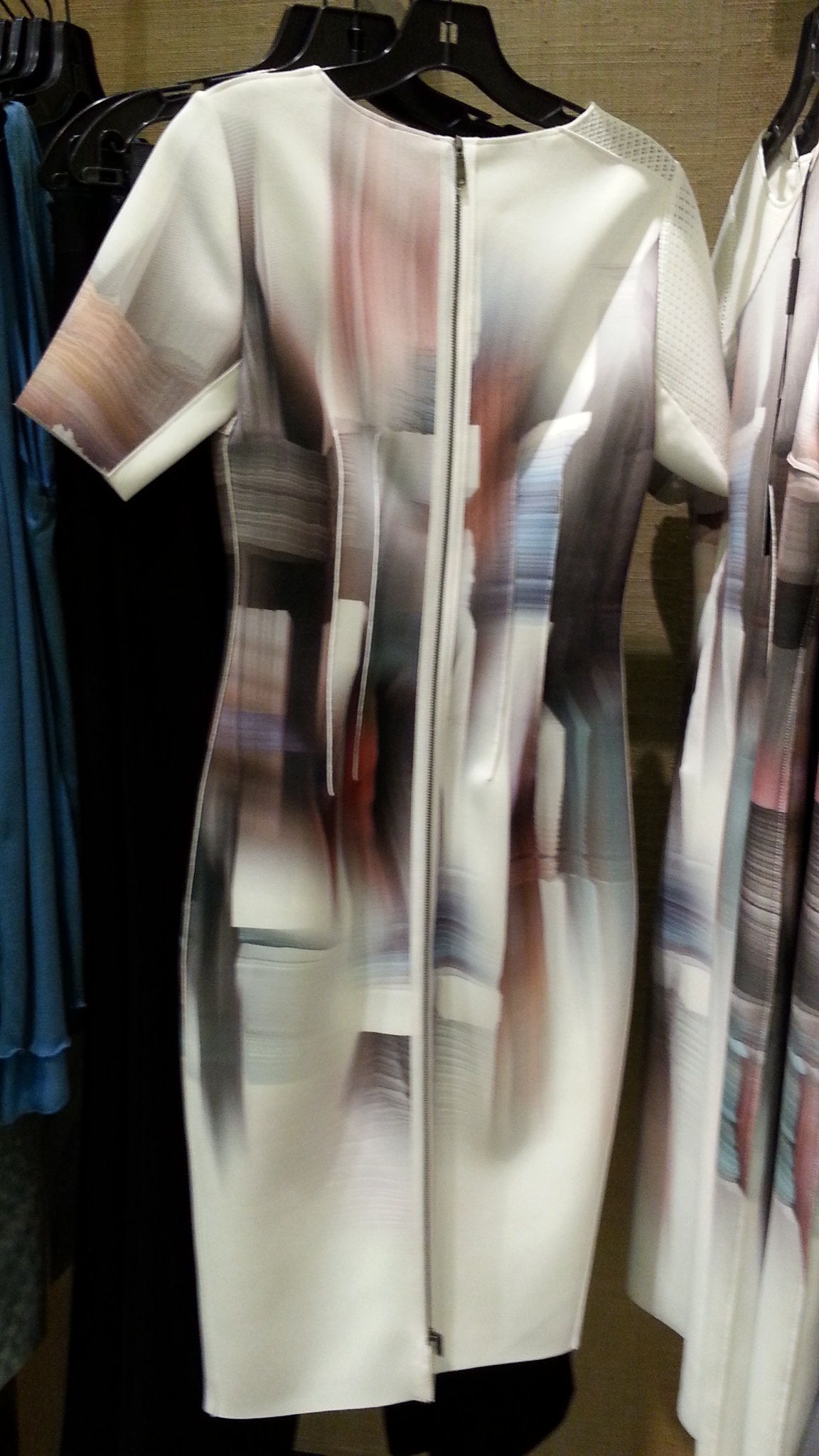 Tahari Shirt Dress in Scuba Knit with paint brush design