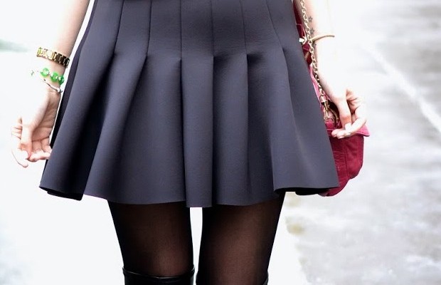 Pleated Skirt with raw edge hem